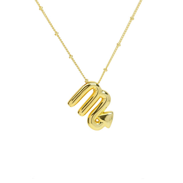 Chunky zodiac charm gold plated copper pendant necklace bubble necklace