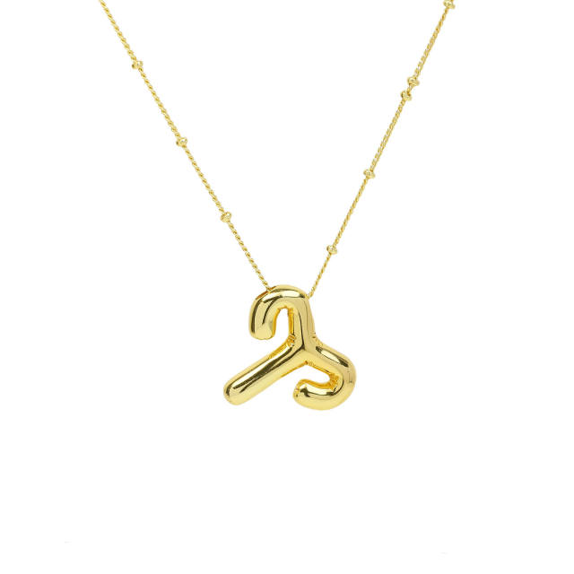 Chunky zodiac charm gold plated copper pendant necklace bubble necklace