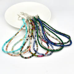 4mm natural stone beaded choker necklace