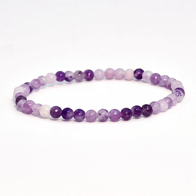 Spring summer amethyst beaded bracelet natural stone bracelet