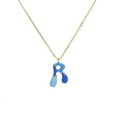 Spring summer enamel bubble initial letter charm copper material necklace