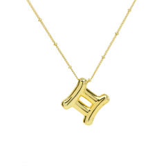 Chunky zodiac charm gold plated copper pendant necklace bubble necklace