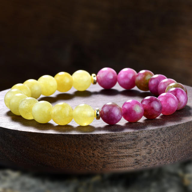 Spring summer creative color mixing natural stone beaded bracelet