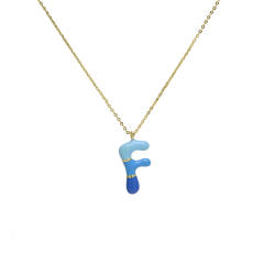 Spring summer enamel bubble initial letter charm copper material necklace
