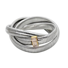 Hiphop chunky cable design stainless steel choker necklace set