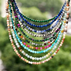 4mm natural stone beaded choker necklace