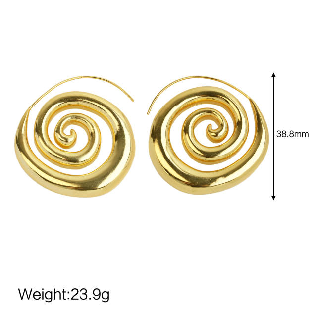 18KG copper geometric chunky sprial shape women earrings