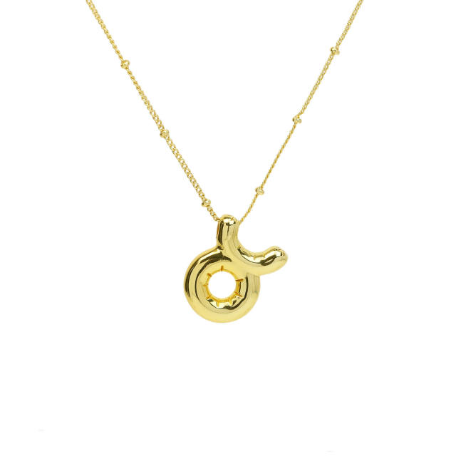 Chunky zodiac charm gold plated copper pendant necklace bubble necklace
