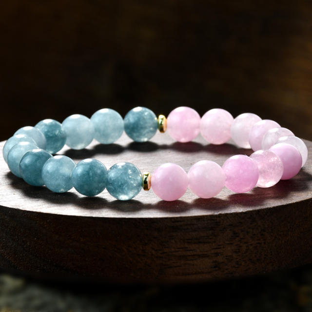 Spring summer creative color mixing natural stone beaded bracelet