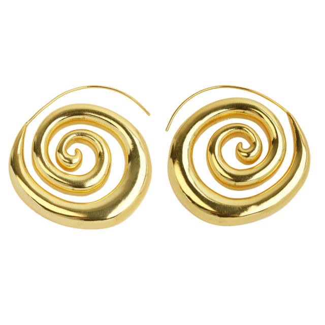 18KG copper geometric chunky sprial shape women earrings