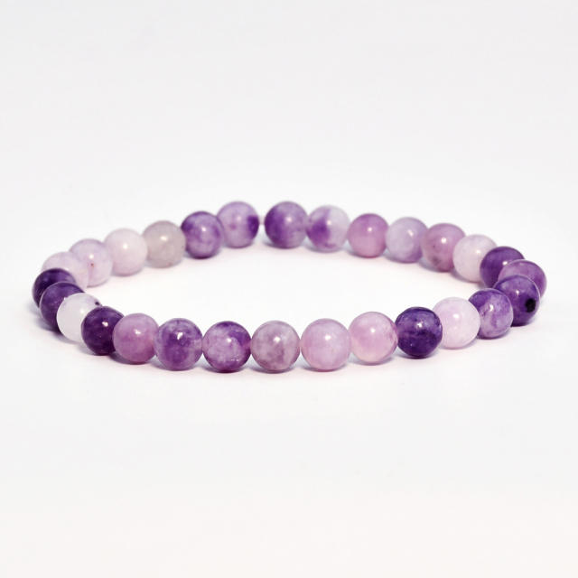 Spring summer amethyst beaded bracelet natural stone bracelet
