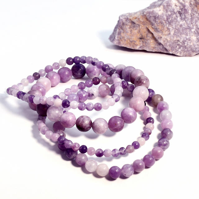 Spring summer amethyst beaded bracelet natural stone bracelet
