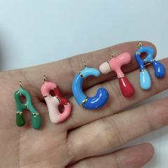 Spring summer enamel bubble initial letter charm copper material necklace