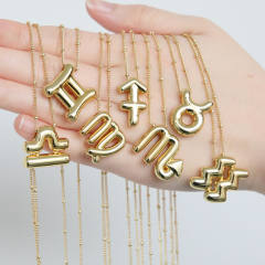 Chunky zodiac charm gold plated copper pendant necklace bubble necklace