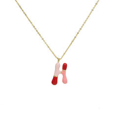 Spring summer enamel bubble initial letter charm copper material necklace