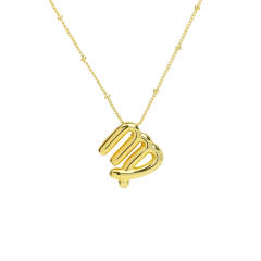 Chunky zodiac charm gold plated copper pendant necklace bubble necklace