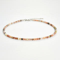 4mm natural stone beaded choker necklace