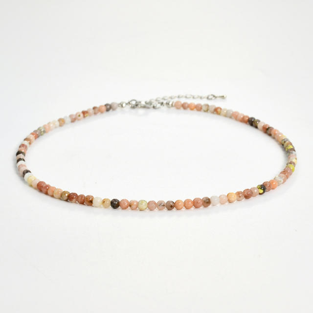 4mm natural stone beaded choker necklace