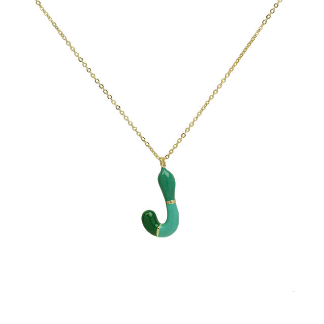 Spring summer enamel bubble initial letter charm copper material necklace