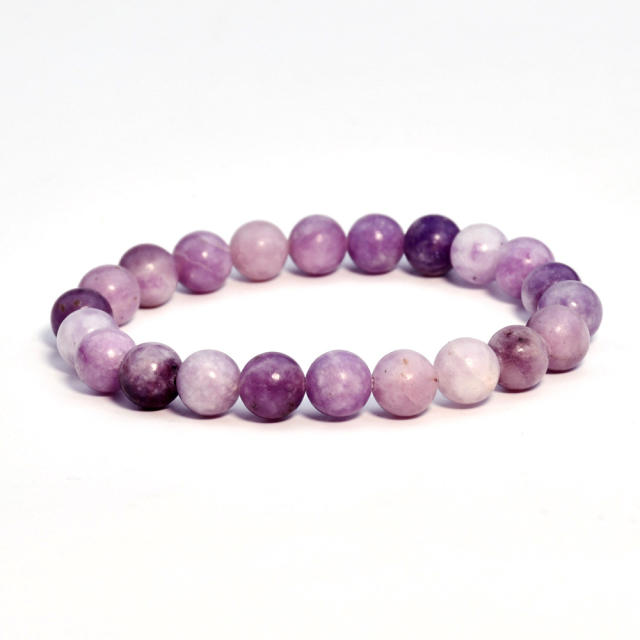 Spring summer amethyst beaded bracelet natural stone bracelet