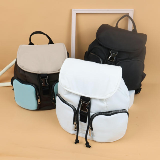 Elegant hot sale contrast color polyster backpack
