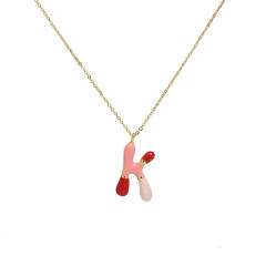 Spring summer enamel bubble initial letter charm copper material necklace