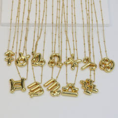 Chunky zodiac charm gold plated copper pendant necklace bubble necklace