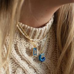 Spring summer enamel bubble initial letter charm copper material necklace
