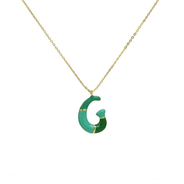 Spring summer enamel bubble initial letter charm copper material necklace