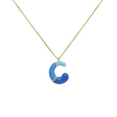 Spring summer enamel bubble initial letter charm copper material necklace