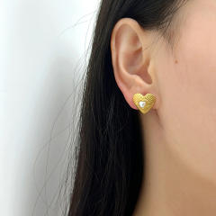 Elegant pearl beaded ball bead stainless steel studs earrings collection