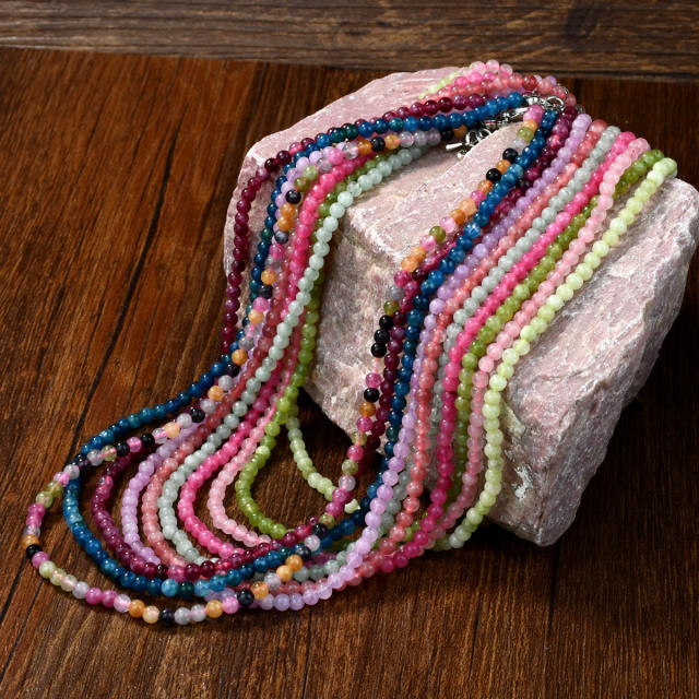 Spring summer natural stone beaded necklace