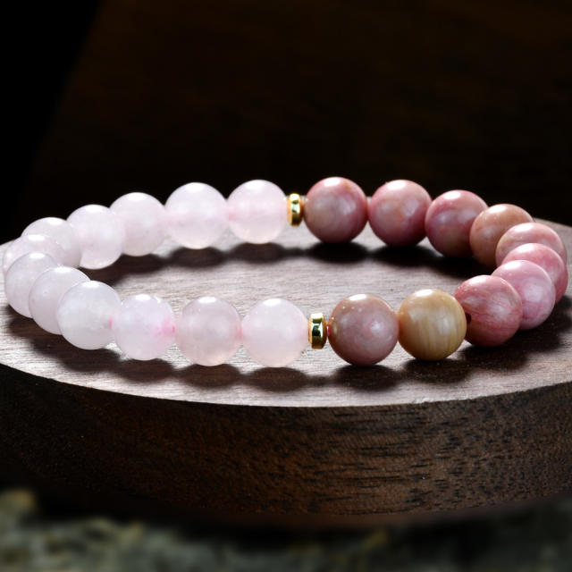 Spring summer creative color mixing natural stone beaded bracelet