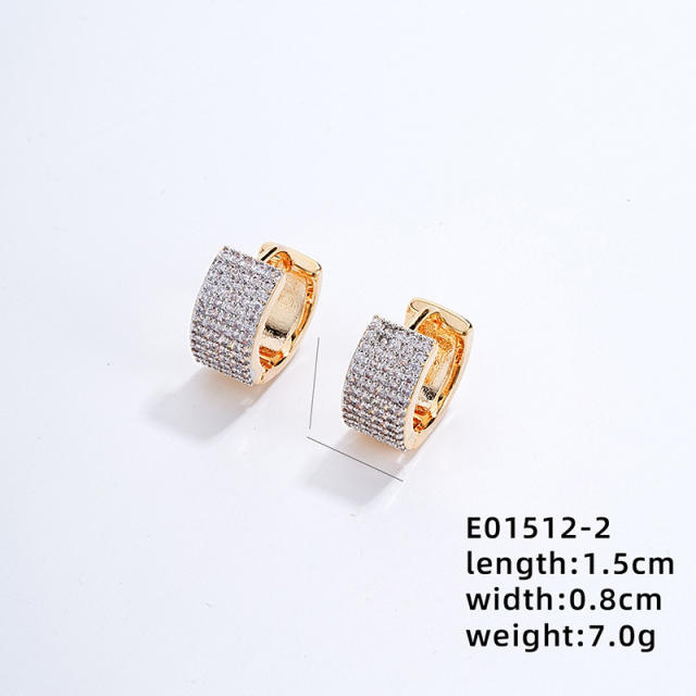 Gold plated copper full diamond huggie earrings collection