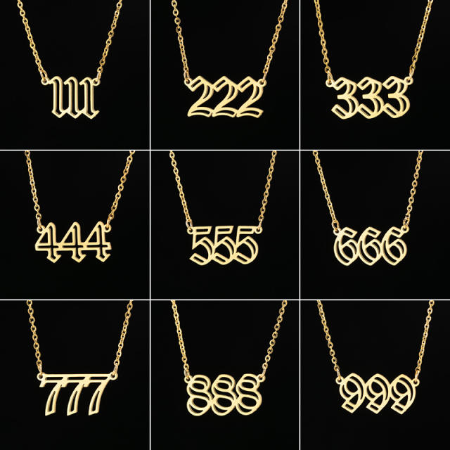 INS hollow out angel number stainless steel necklace