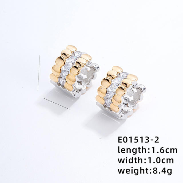 Elegant mix color gold plated copper huggie earrings collection