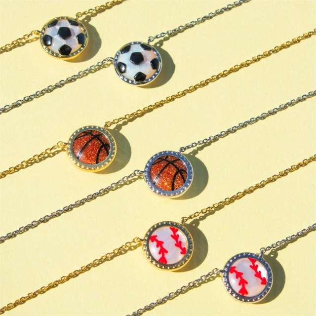 Dainty soccer baseball game day necklace copper necklace