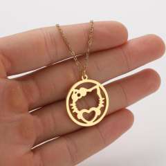 Cute animal symbol puppy kitty lion stainless steel necklace