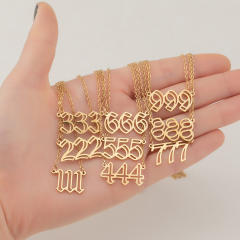INS hollow out angel number stainless steel necklace