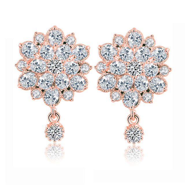 Delicate gold plated sunflower diamond earrings collection