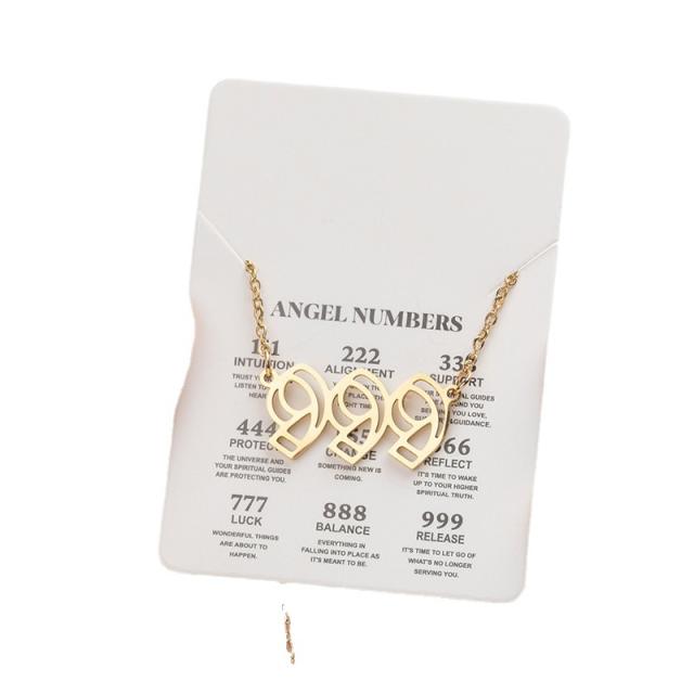 INS hollow out angel number stainless steel necklace