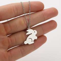 Cute animal symbol puppy kitty lion stainless steel necklace