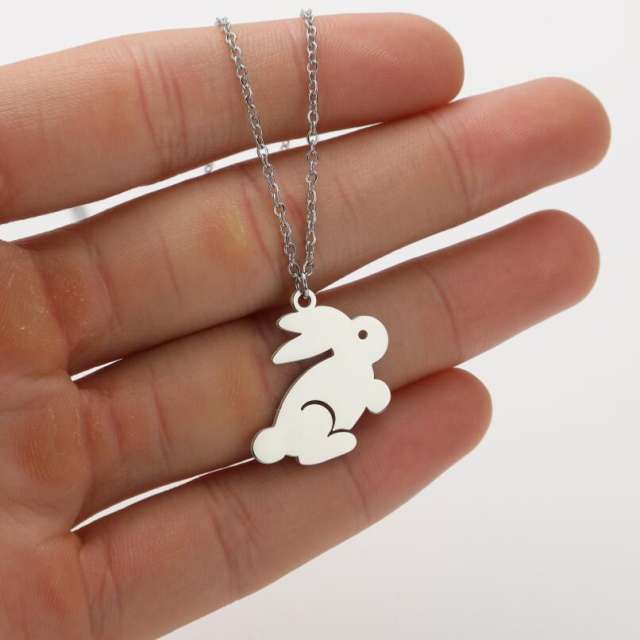 Cute animal symbol puppy kitty lion stainless steel necklace