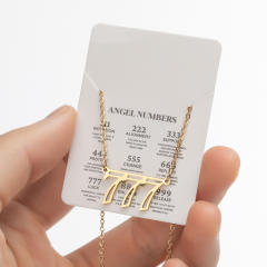 INS hollow out angel number stainless steel necklace