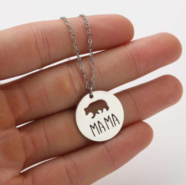 Cute animal symbol puppy kitty lion stainless steel necklace