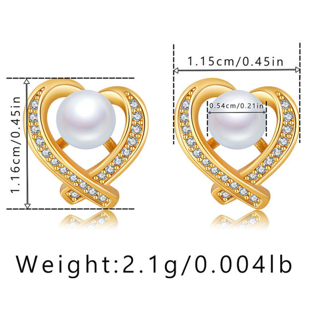 Delicate colorful cubic zircon setting heart bear easy match copper studs earrings collection