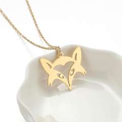 Cute animal symbol puppy kitty lion stainless steel necklace