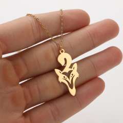 Cute animal symbol puppy kitty lion stainless steel necklace