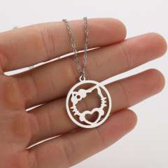 Cute animal symbol puppy kitty lion stainless steel necklace