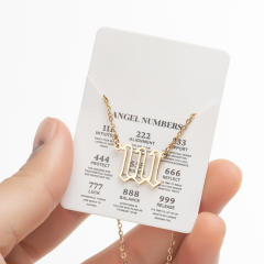 INS hollow out angel number stainless steel necklace